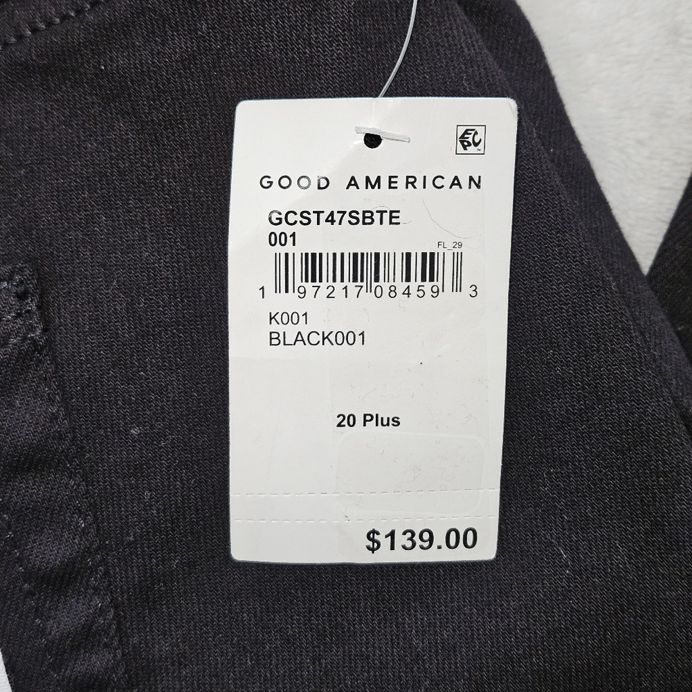 Good American Good Curve Straight Black Denim: 20 Plus 28" Inseam - Picture 9 of 13